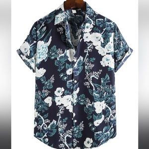 Men’s floral print button up shirt